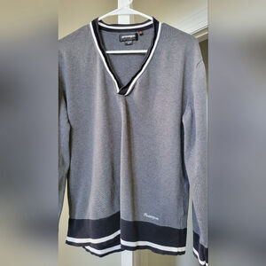 Provogue Men's Grey V-Neck Sweater XL – Contrast Trim